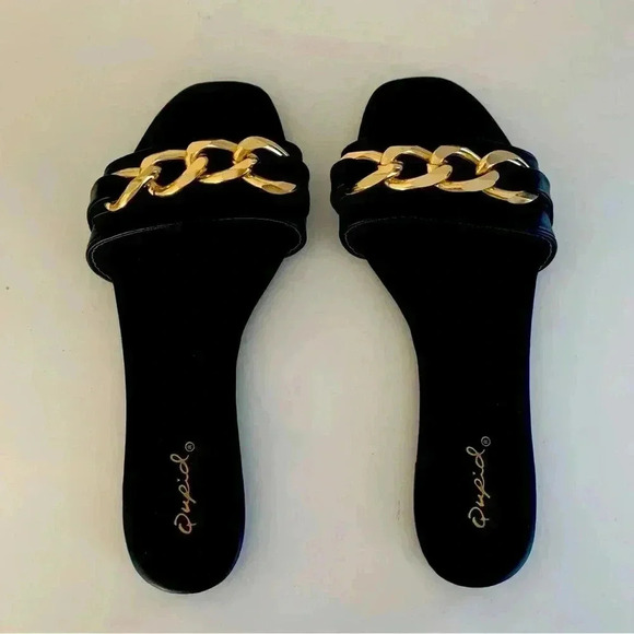 NWOT Black and gold  Asos sandals - Size 6 - Picture 1 of 3